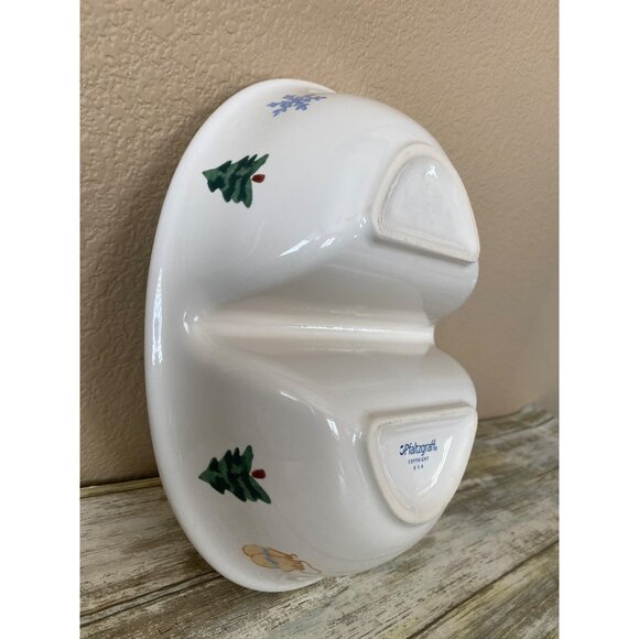 Vintage 2002 Pfaltzgraff Snow Bear 10" Divided Serving Dish Pre-owned No Box - Picture 2 of 10